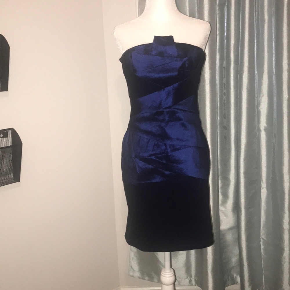 Strapless Navy Cluce Cocktail Dress